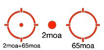 3 reticule holosun 2 moa circle dot 65moa