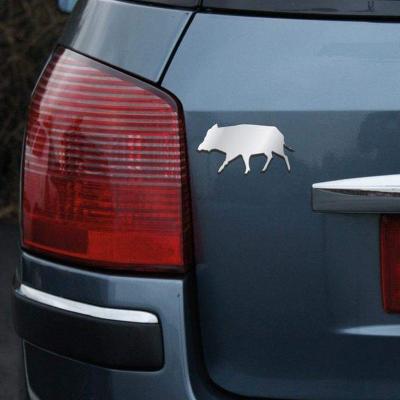 Autocollant carrosserie chrome 3d chasseur sanglier