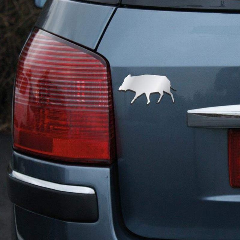 Autocollant carrosserie chrome 3d chasseur sanglier