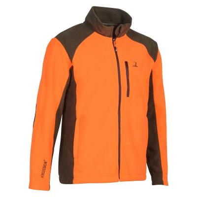 Blouson de chasse percussion polaire chasse cor orange fluo 1