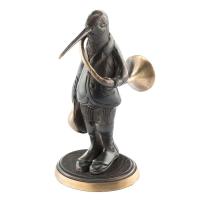 Bronze becasse avec trompe de chasse haut de 18cm