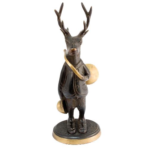 Bronze cerf avec trompe de chasse haut de 18cm