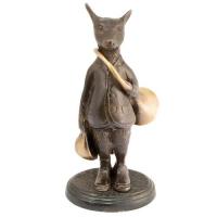 Bronze renard avec trompe de chasse haut de 18cm