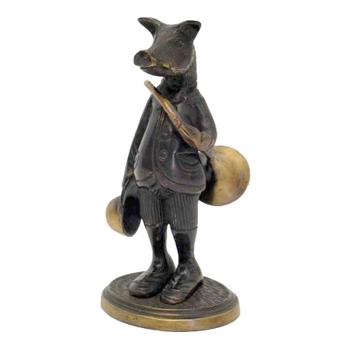 Bronze sanglier avec trompe de chasse haut de 18cm