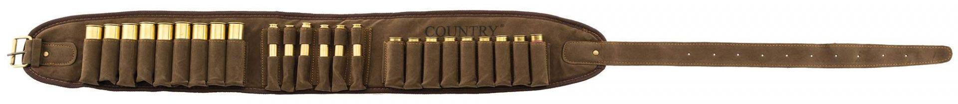Cartouchie re country sellerie aspect velours avec calibre 12 et 6 balles