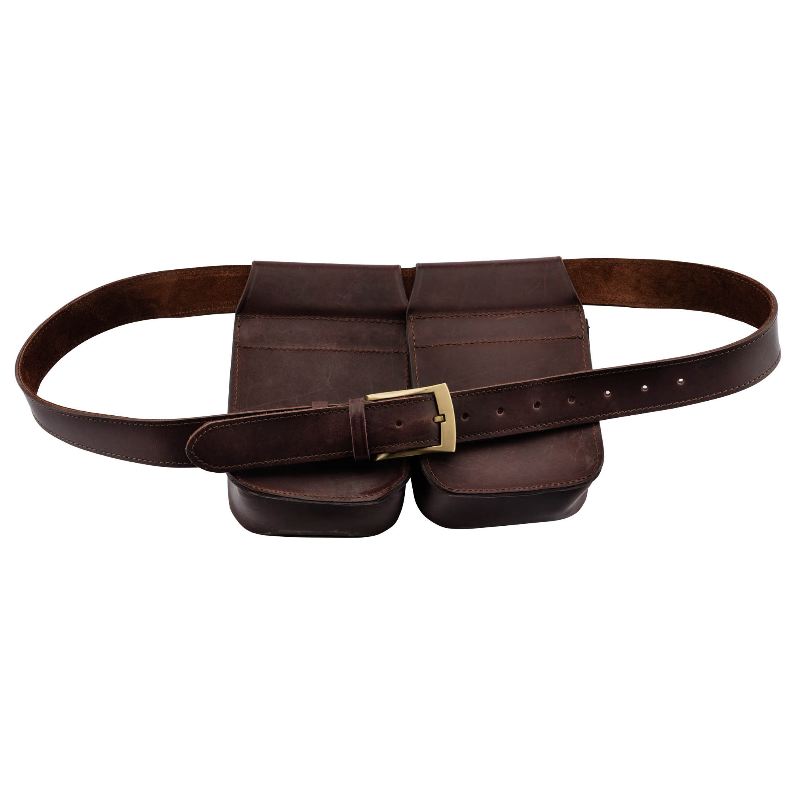 Ceinture cartouchière en cuir de vachette calibre 12 avec porte