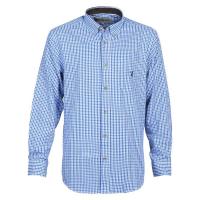 Chemise de chasse a carreaux percussion tradition bleu coton