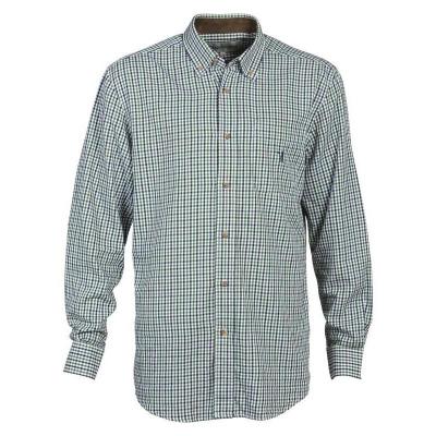 Chemise de chasse a carreaux percussion tradition vert coton
