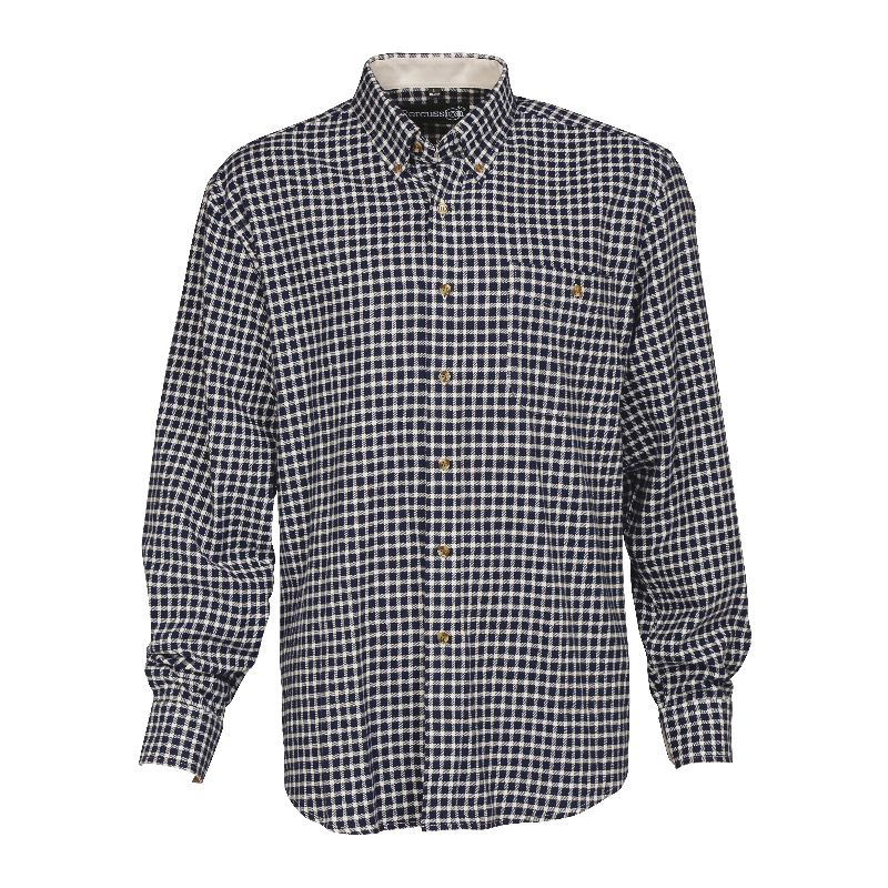 Chemise de chasse carreaux bleue percussion warm 100 coton