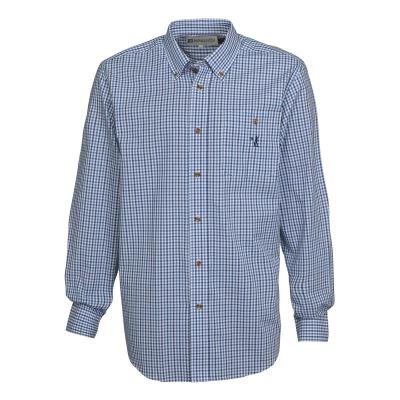 Chemise de chasse a carreaux percussion tradition bleu coton