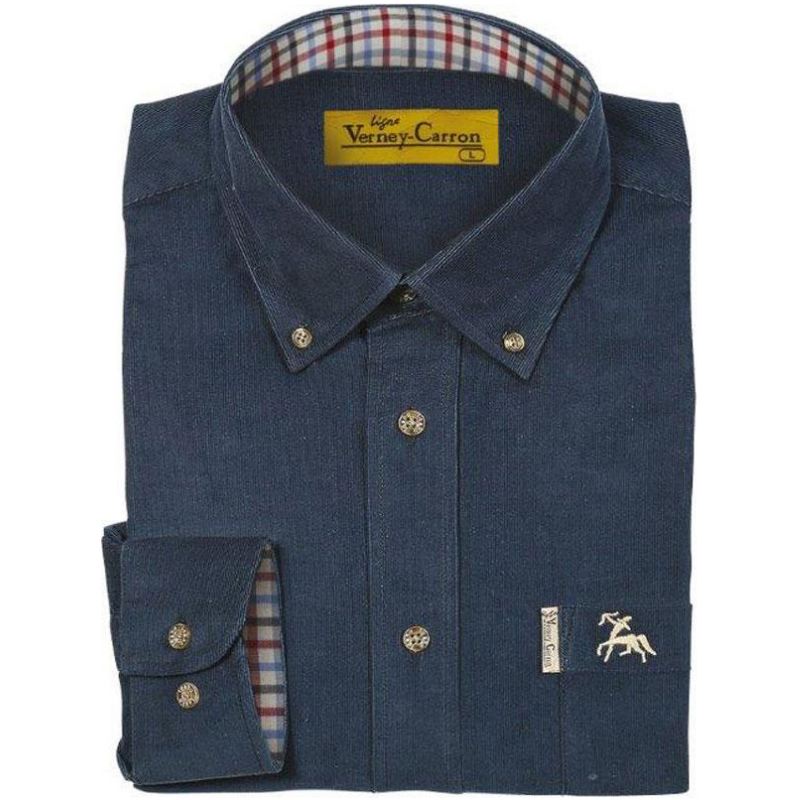 Chemise verney carron velours week end bleu chasseur cie