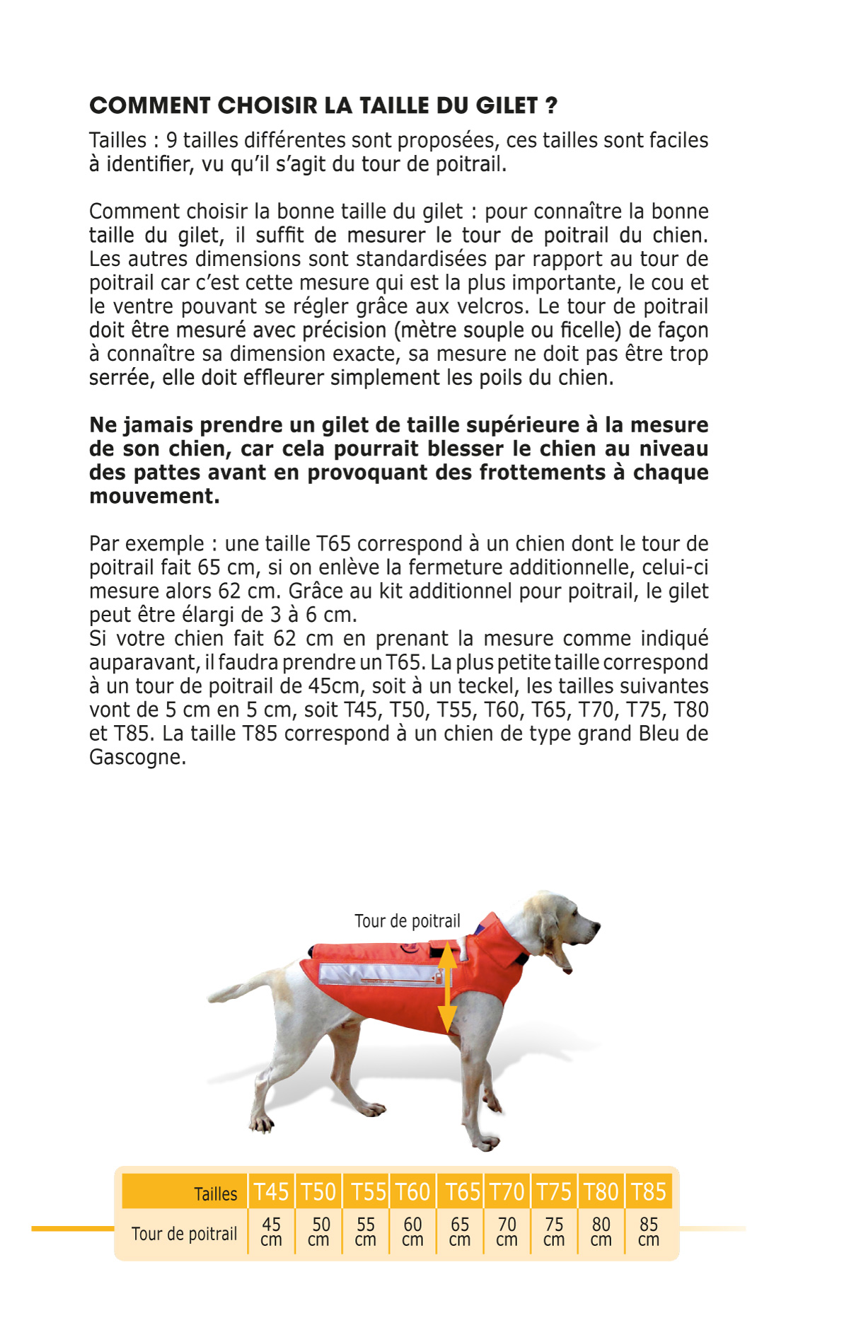 Choisir la taille gilet pour chien browning cano concept