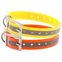 Collier chien polyure thane re fle chissant nuit jaune orange