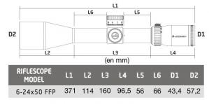 Dimensions athlon midas tac 6 24x50 re ticule aprs2 mrad ffp3