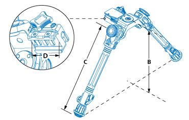 Dimensions bipied over bore utg