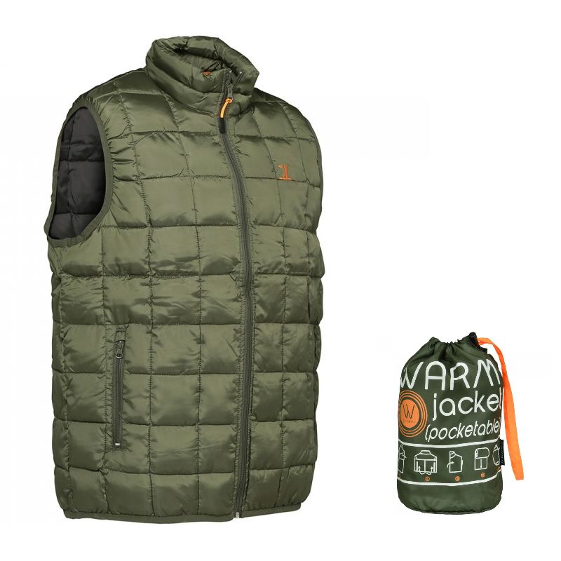Gilet percussion warm type doudoune kaki sac de transport