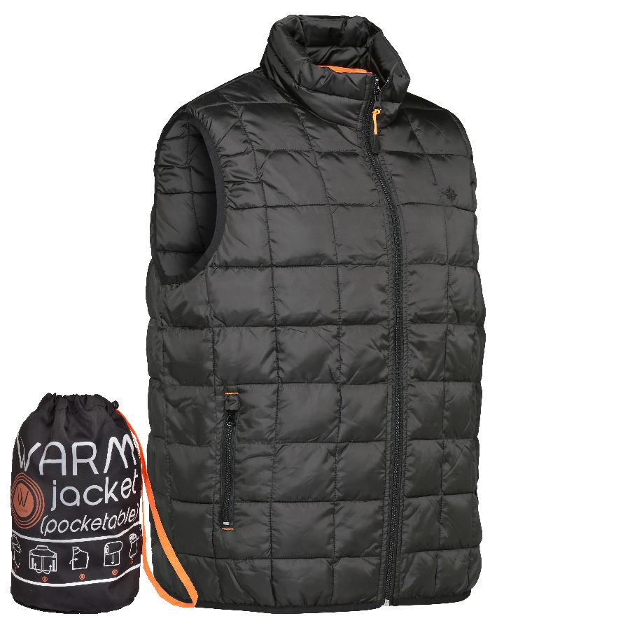 Gilet percussion warm type doudoune noire sac de transport