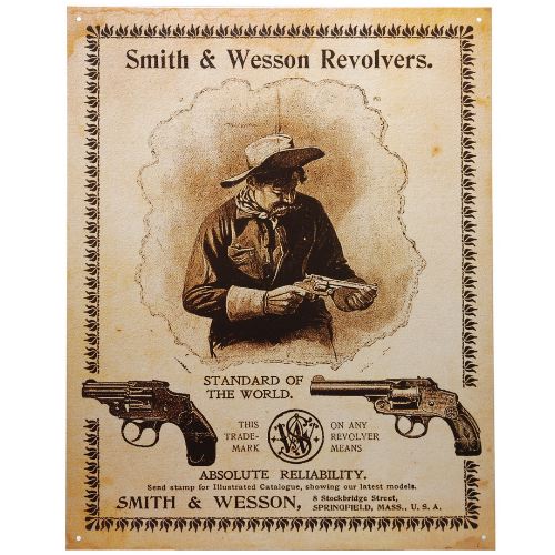 Plaque me tal made in usa smith et wesson cowboy pour de coration