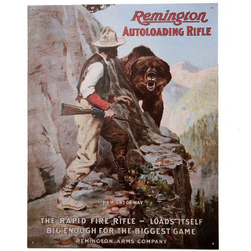 Plaque me tal remington chasse a l ours pour de coration