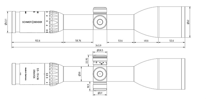 Shmidt bender stratos 2 5 10x56 dimenssions
