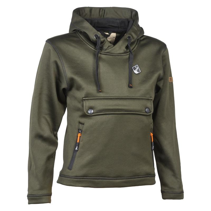 Sweat de chasse a capuche enfant percussion kaki
