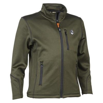 Sweat shirt zippe de chasse percussion enfant kaki vert