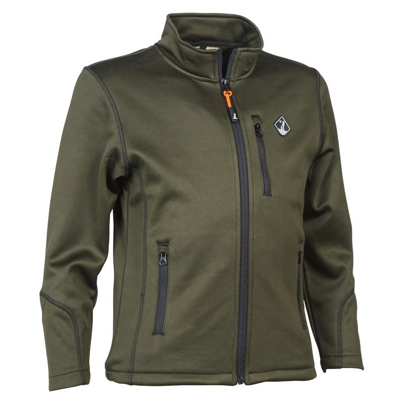 Sweat shirt zippe de chasse percussion enfant kaki vert