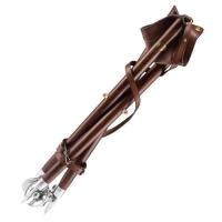 Tabouret pliant en cuir et bois