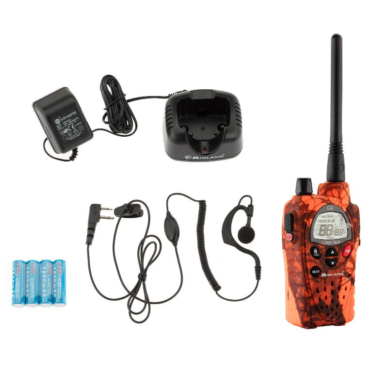 Talkie walkie midland g9 camouflage orange avec oreillette