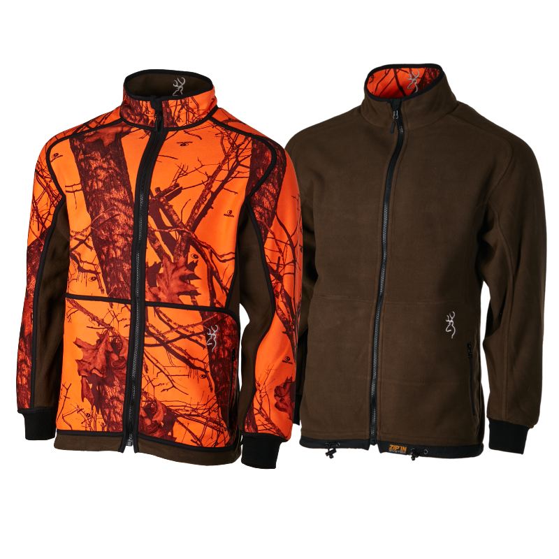 Veste polaire browning powerfleece re versible orange verte 1
