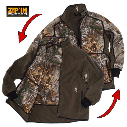 Veste polaire browning powerfleece re versible xtra vert camo
