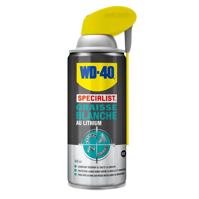 Wd40 en spray graisse blanche longue dure e lithium 400 ml